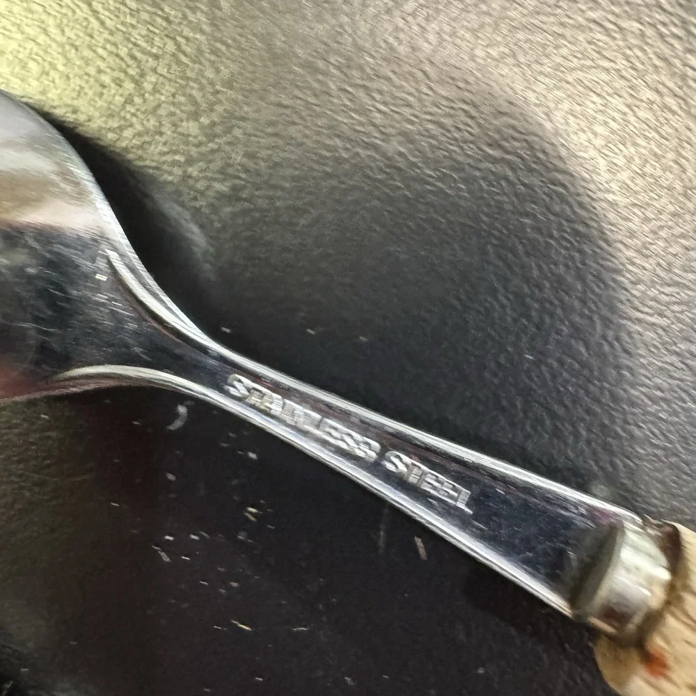 Vintage Set of 5 MCM Cocktail Spoons‎  Wood Handle Stainless Steel Japan Knobler